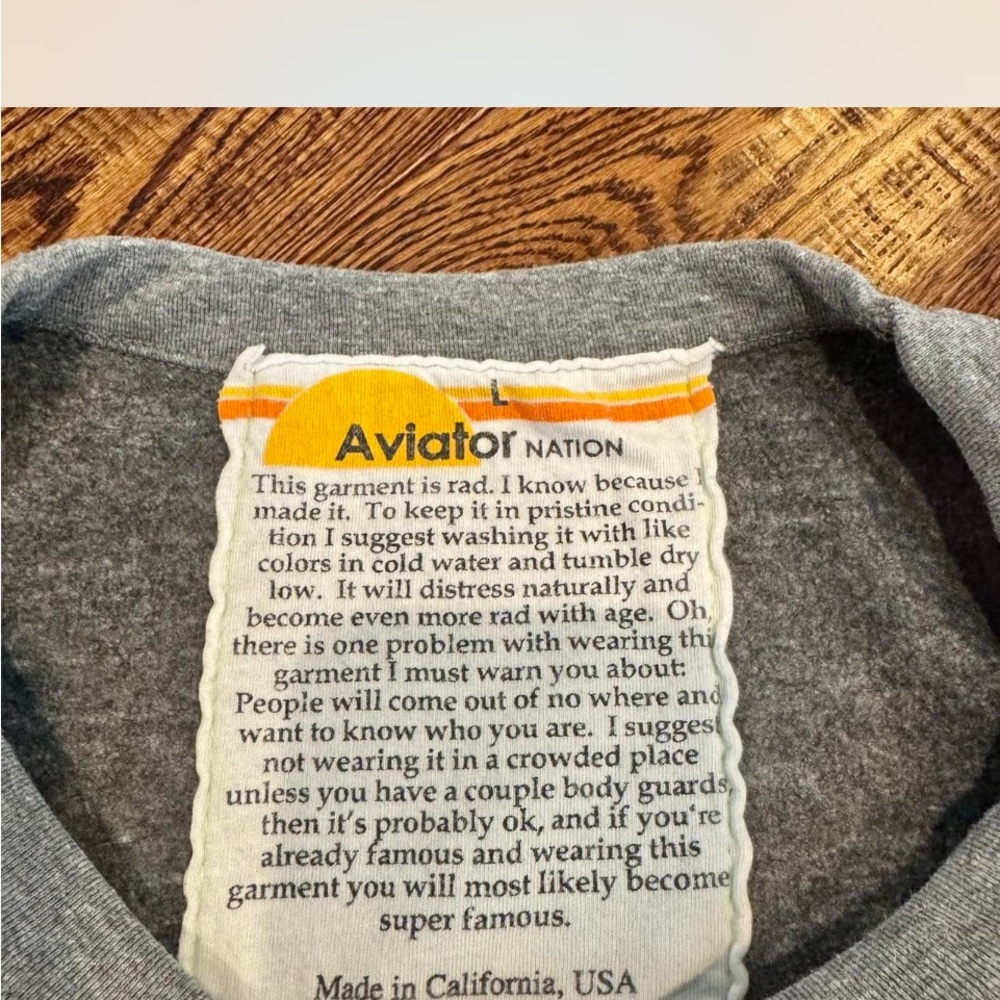 Aviator Nation Gray Sweatshirt with Rainbow Stripes - Picture 2 of 4